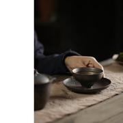 日式手工薄胎品茗杯铁釉茶具茶杯茶道高脚个人杯主人杯陶瓷斗笠杯