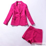 2023西服时尚套装韩版西装短裤女装两件套休闲时尚小西装玫红