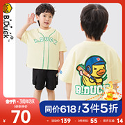 bduck小黄鸭童装儿童t恤男童短袖夏装，纯棉体恤男孩衣服半袖棒球衫