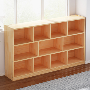 实木书柜家用落地置物架简易多层儿童，玩具收纳架，客厅自由组合书架
