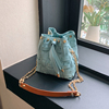 手工编织包包diy材料，包自制革条蓝色手提包，单肩情人节送女友礼物
