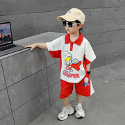 男童夏季polo衫套装，2-10岁儿童奥特曼衣服，夏款韩版时髦短袖两件套