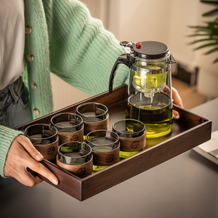 日式飘逸杯家用大容量玻璃茶壶套装办公室一键过滤茶水分离泡茶杯