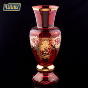 violetta大号水晶玻璃花瓶，创意金边雕刻富贵花结婚喜庆结婚礼物