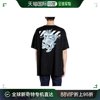 香港直邮Off-White 男士黑色火焰骷髅条纹短袖T恤