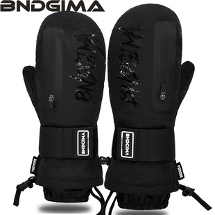 bndgima滑雪手套男女防水加厚凯夫，拉单板刻滑闷子内置护掌护腕板