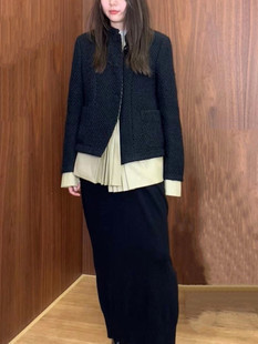 dakiyoko独家重磅日本进口羊毛，粗呢百褶拼接短外套，中性短大衣kia