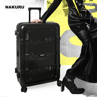 nakuru旅行箱男结实耐用24拉杆箱万向轮复古皮箱子，高级感行李箱女