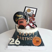 蛋糕装饰篮球摆件足球，小子儿童生日蛋糕创意，插件篮球运动主题装扮