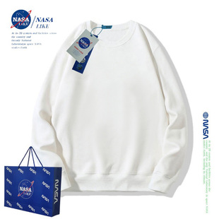 NASA联名纯色圆领卫衣儿童亲子装春秋薄款男童女童中大童加绒上衣