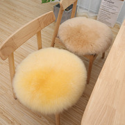 羊毛坐垫圆形椅垫可爱毛绒，垫子加厚办公椅垫毛毛，皮毛一体餐椅垫