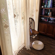 美式乡村法式地中海，复古纯棉粗布客厅，卧室窗帘外贸出口