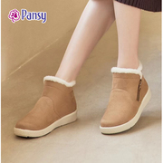 pansy日本女靴加绒保暖羊毛，短靴妈妈棉鞋靴子，冬季雪地靴加厚女鞋