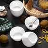 纯白骨瓷碗家用10个米饭碗，4.5英寸四方碗陶瓷碗白色高脚碗意面碗