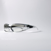未来感科幻亮银色太阳眼镜，uv400防紫外线环绕设计赛博朋克潮眼镜
