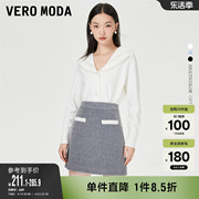 Vero Moda奥莱针织衫上衣女春秋学院风海军领钉珠装饰毛衣