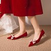 红色珍珠高跟鞋2024年尖头水钻低跟百搭秀禾婚纱两穿新娘婚鞋