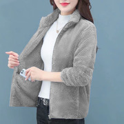 开衫卫衣拉链外套女2022冬季韩版宽松加绒加厚立领4个口袋上衣潮