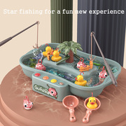钓鱼玩具戏水儿童大号电动旋转音乐灯光功能钓鱼池亲子互动