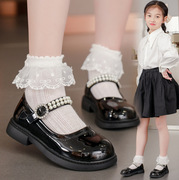 儿童鞋子女童皮鞋春秋，2024韩版洛丽塔公主鞋，黑色小学生演出鞋