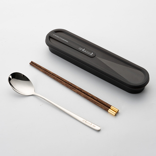 创意木筷子搭配不锈钢勺子