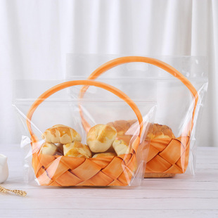 仿真篮子450克拉链面包袋，透明自立自封吐司袋餐包烘焙西点包装袋