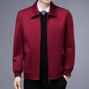 高端品质中年男士长袖，红色外套24春秋，休闲时尚上衣翻领男夹克