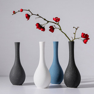 欧式磨砂陶瓷花瓶摆件小清新家居饰品餐桌客厅插花装饰假花花器