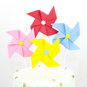 创意生日蛋糕装饰插牌儿童彩色风车插件，甜品台装饰插卡插件