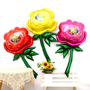 大号粉色玫瑰花造型气球love情人节婚礼母亲节生日派对装饰品