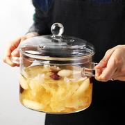 高硼硅玻璃汤锅 带盖家用玻璃锅 可电陶炉炖煮锅玻璃双耳泡面碗