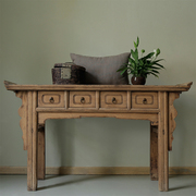 古朴年代实木玄关桌翘头新中式，家具装饰柜子，老榆木条案财神佛供桌