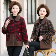 妈妈秋冬装加绒厚毛呢外套，洋气短款颗粒羊羔，毛中老年人冬装棉衣女