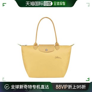 欧洲直邮LONGCHAMP珑骧 LE PLIAGE女士中号黄色再生帆布托特包