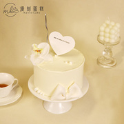 漫刻浪漫七夕情人节蛋糕白色，唯美生日蛋糕送老婆，女友上海同城配送