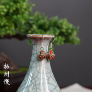 [扬州慢]复古风正宗北京景泰蓝老货珠子，纯银耳钩耳环旗袍汉服