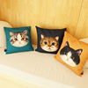 原创插画抱枕可爱猫咪，猫头喵棉麻，靠垫沙发床头腰枕礼物