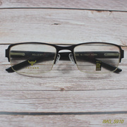 高端商务金属框真牛角腿防过敏近视眼镜框经典半框眼镜架棕色8105