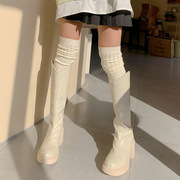 过膝长筒纯色小腿袜塑型美腿袜子女ins日系JK复古镂空网红筒袜子