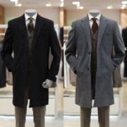 23年冬季BON韩国西装领灰色黑色单排扣商务羊毛羊绒混纺大衣