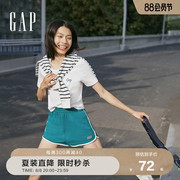 Gap女装夏季美式复古LOGO高腰法式圈织软卫裤590990休闲短裤