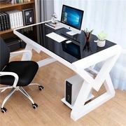 电脑台式桌家用电脑桌加厚加固钢化玻璃书桌，书架科技感加粗学习桌