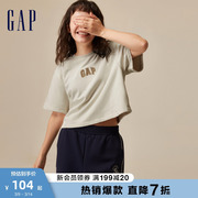 gap女装早春logo潮流学院风，运动短袖t恤高级时尚休闲上衣857731