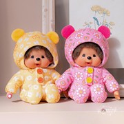日本正版蒙奇奇，monchhichi萌趣趣，黄色粉色睡衣小熊耳朵