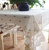 欧式纯色蕾丝餐桌布乳白色茶几布刺绣桌旗电视柜饭桌长方盖布水洗