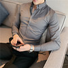 正装长袖衬衫男士质感，灰色加厚加绒衬衣帅气韩版修身商务打底寸衣