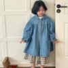 童外套2024春款女童韩版可爱娃娃领泡泡袖牛仔上衣儿童中长款外套