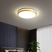 高档 LED吸顶灯后现代简约圆形超薄卧室个性全铜客厅过道玄关
