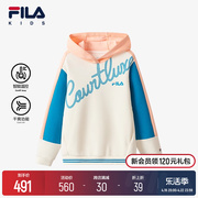 FILA KIDS斐乐童装女大童连帽卫衣2024春季儿童舒适运动上衣