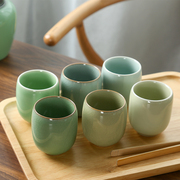 景德镇陶瓷小茶杯水杯青瓷，六色杯哥窑开片茶具，功夫茶杯汝窑主人杯